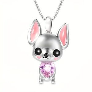 Cadena plateada con dije de perrito chihuahua